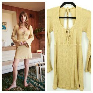 NWT Free People FP Beach Long Sleeve S Sungold Yellow/Tan